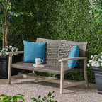 Hampton Outdoor Acacia Wood Wicker Loveseat