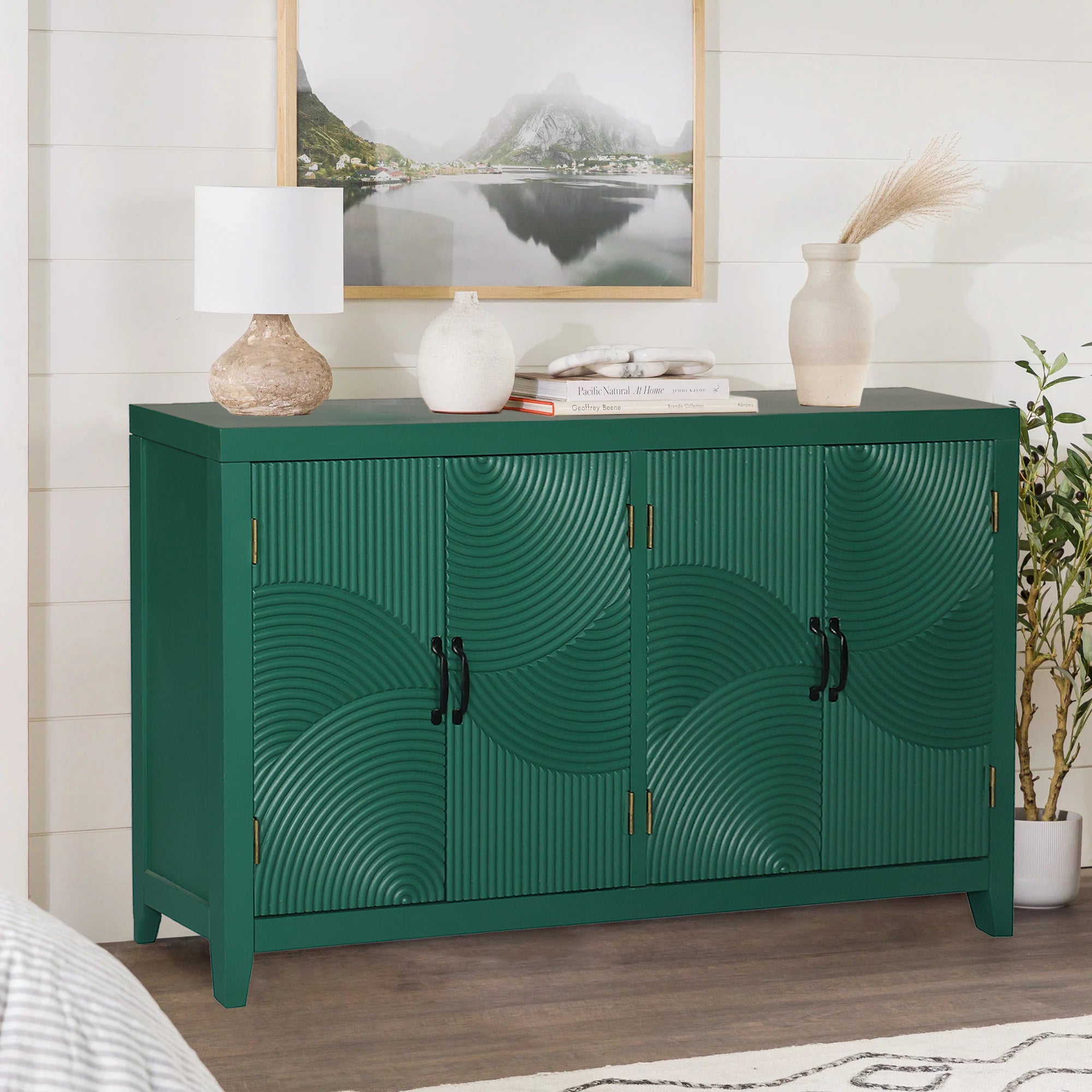 59" Green Accent Cabinet with 4 Doors