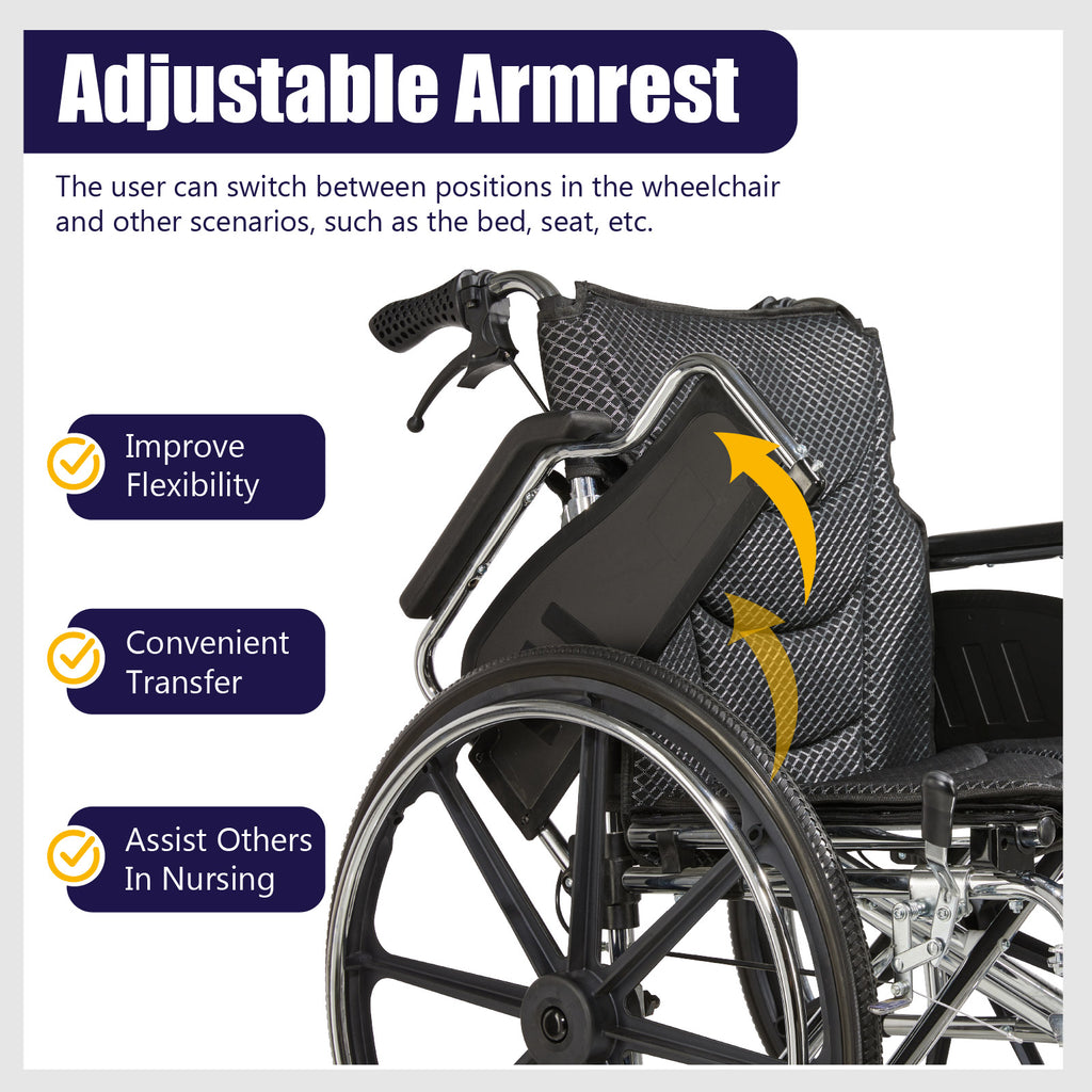 Folding Manual Transport Wheelchair, 18" Seat