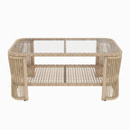 Outdoor PE Rattan Patio Furniture Set with Iron Frame, Dark
