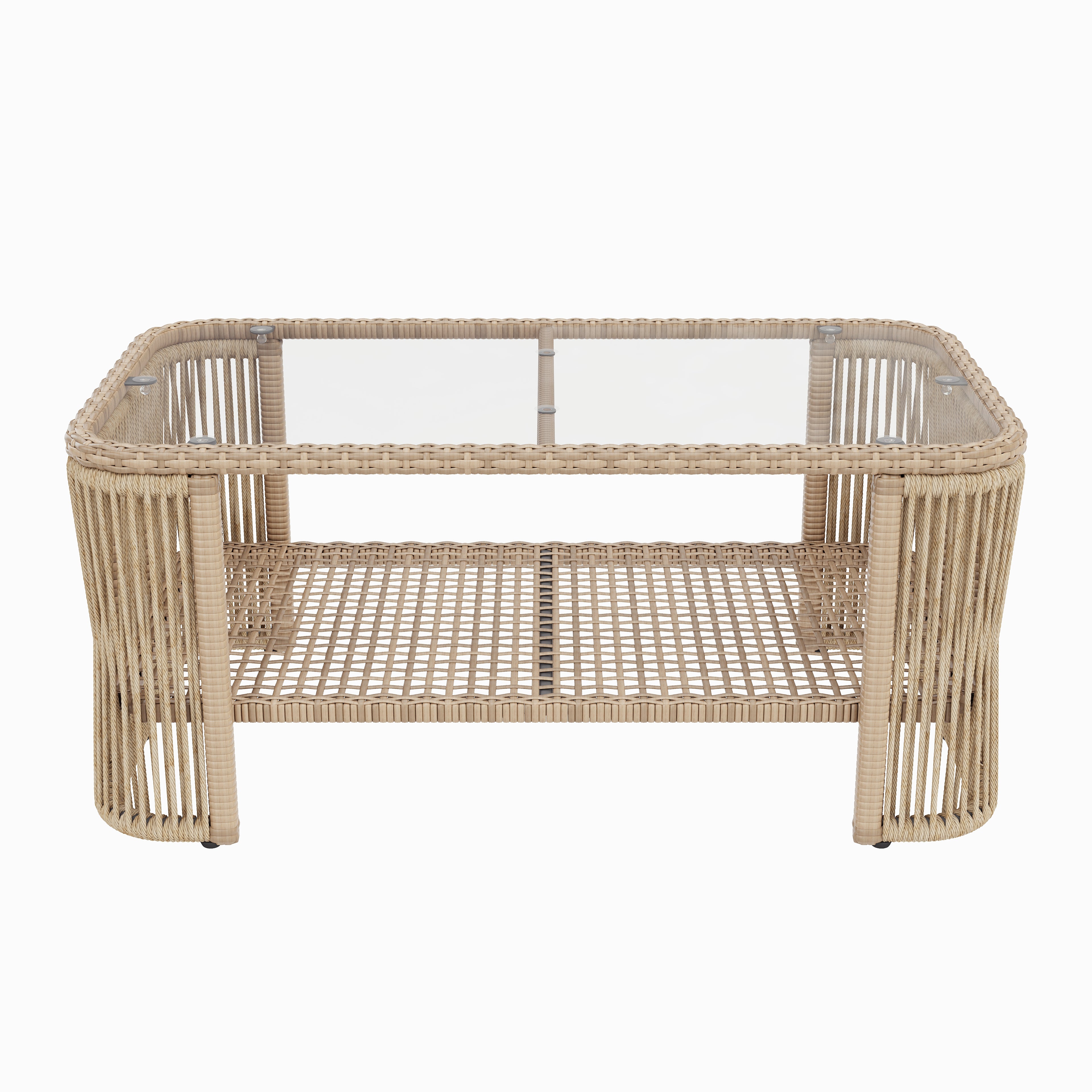 Outdoor PE Rattan Patio Furniture Set with Iron Frame, Dark