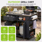 TOPMAX Outdoor Solid Wood Extendable Kitchen Island