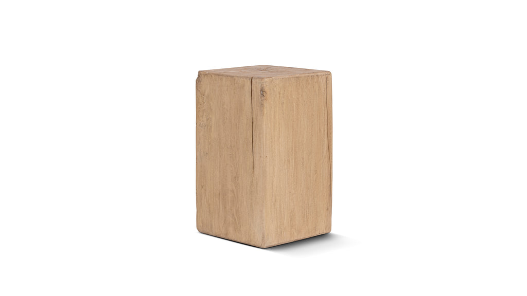 Umber Solid Reclaimed Pine Wood Side Table, 19.5-Inch, Light Natural
