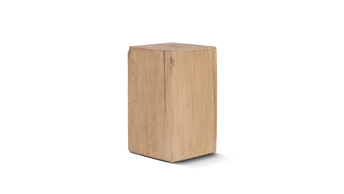 Umber Solid Reclaimed Pine Wood Side Table, 19.5-Inch, Light Natural