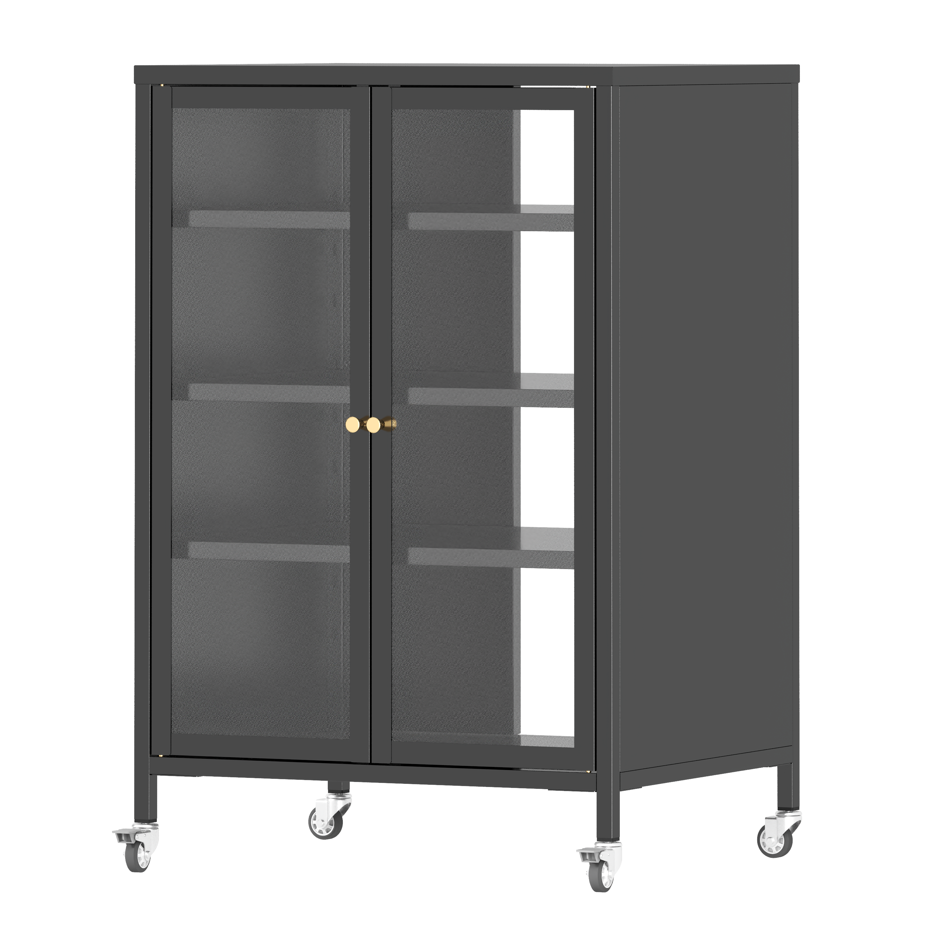 35.8" High Media Storage Cabinet with Wheels