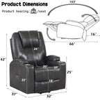 Gunmetal Leather Aire Recliner with Power Lift & Massage