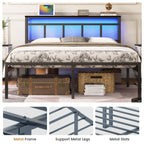 14 Inch Full Bed Frame with Storage Headboard