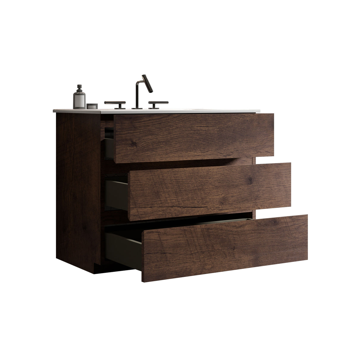 TIA 36-Inch Bathroom Vanity with Ceramic Sink, Walnut