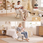 Teddy Fabric Leisure Rocking Chair with Tufted Backrest
