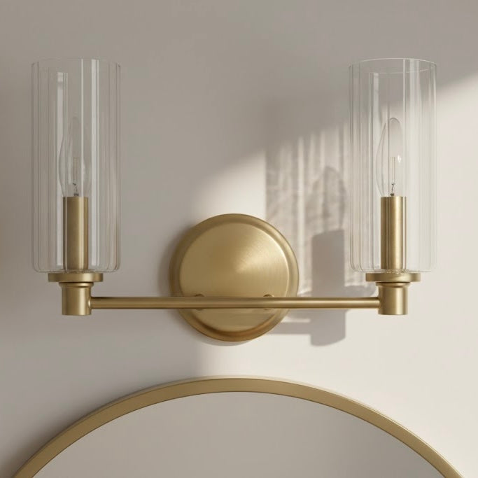 Regal Double Light Vanity With Clear Ribbed Glass - Satin