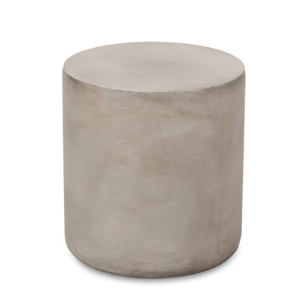 Outdoor Lightweight Concrete Side Table, 15.75-Inch, Light Gray