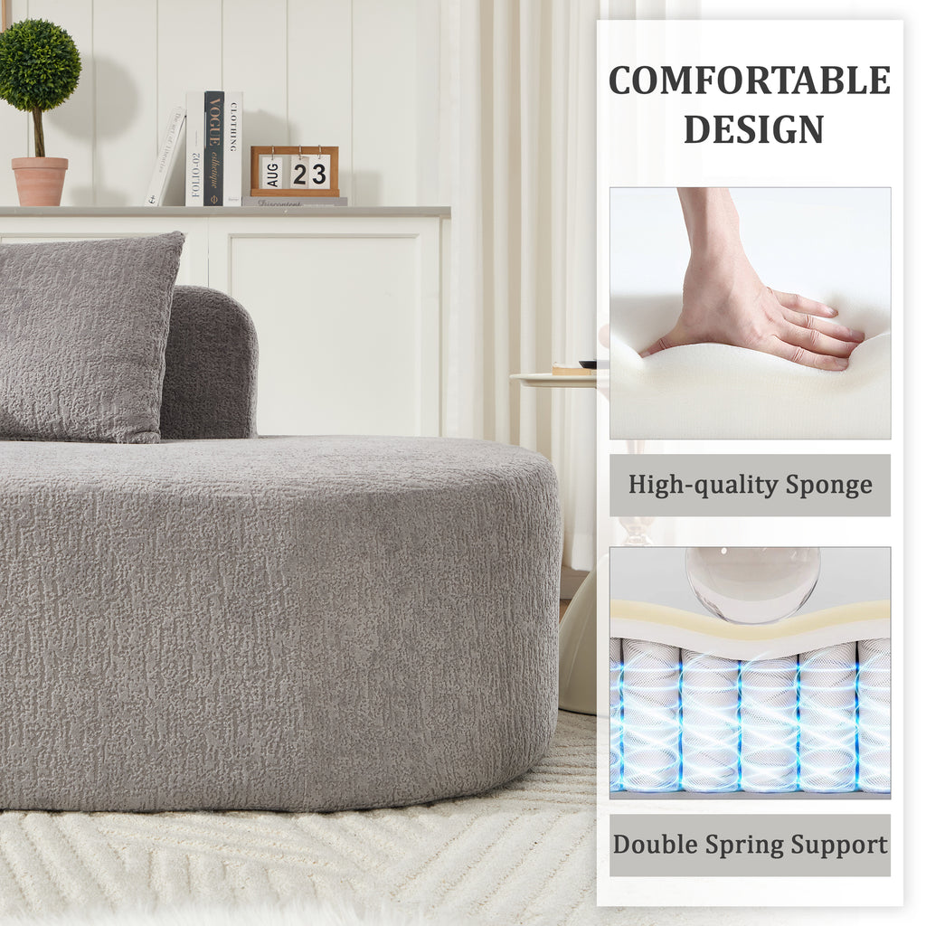 Boneless L-Shape Sectional Curved Sofa with Pillows