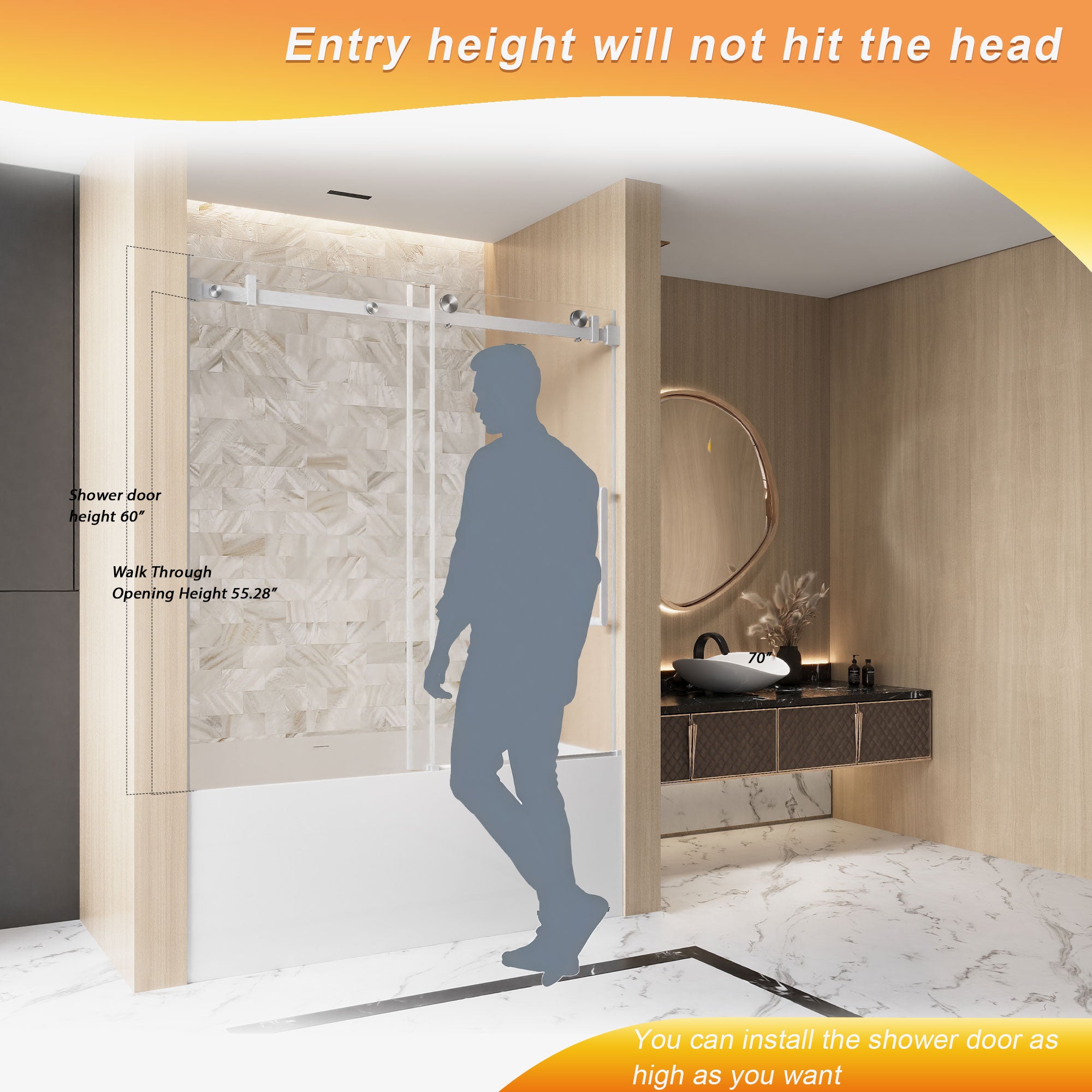Frameless Single Sliding Shower Door