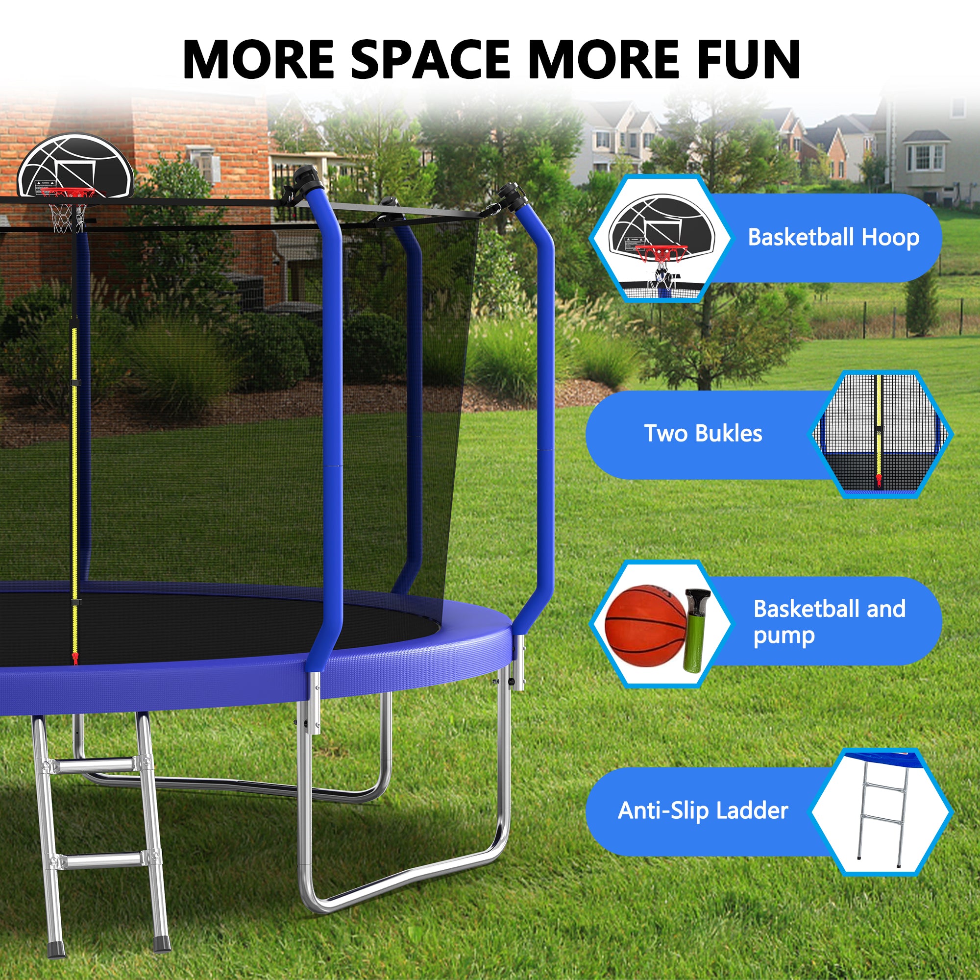 14FT Trampoline with Basketball Hoop