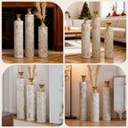 3-Piece Handcrafted Metal Floor Vase Set