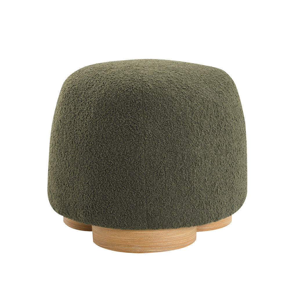Fully Assembled Round Soft Teddy Fabric Upholstered Ottoman