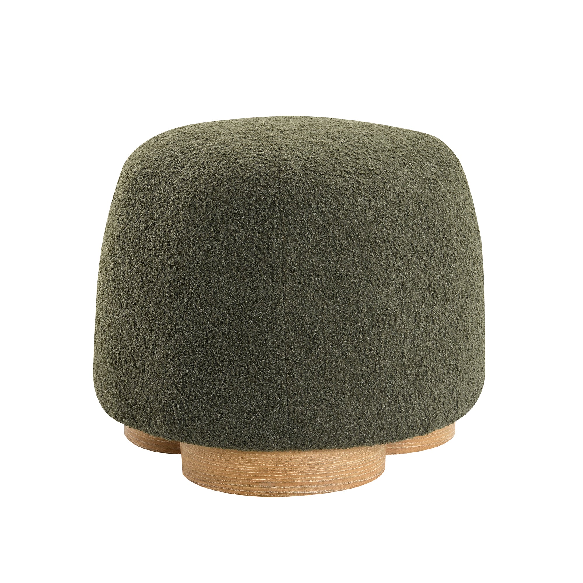 Fully Assembled Round Soft Teddy Fabric Upholstered Ottoman