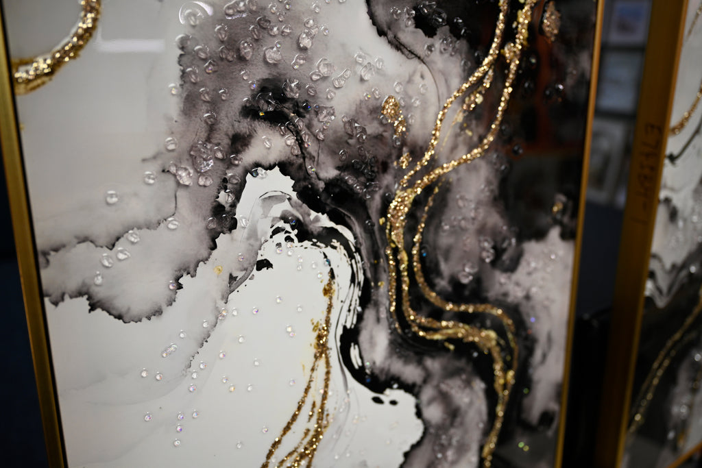 Eclipse Modern Black White & Gold Abstract Set