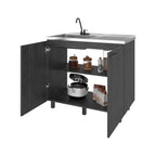 Gold Utility Sink Cabinet with 2 Doors and 3 Shelves, SMOKY