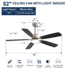 Modern 52 Inch Led Ceiling Fan With Remote Control