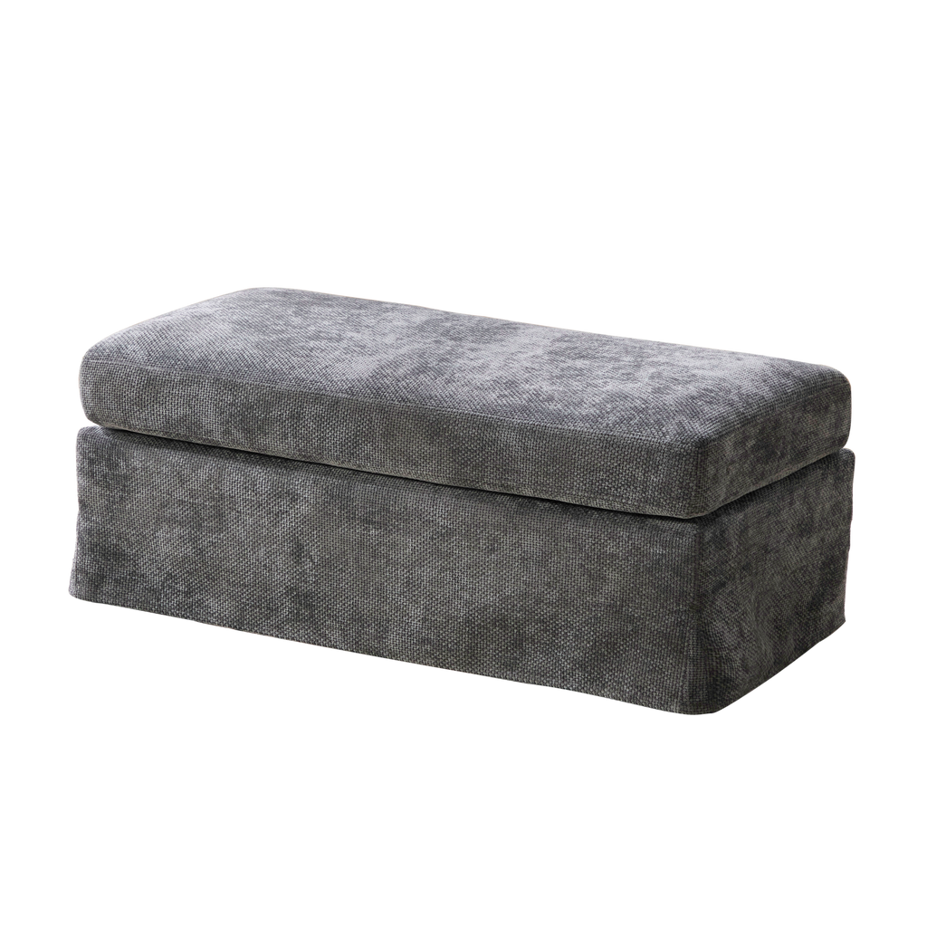 46" Wide Modern Upholstered Chenille Ottoman