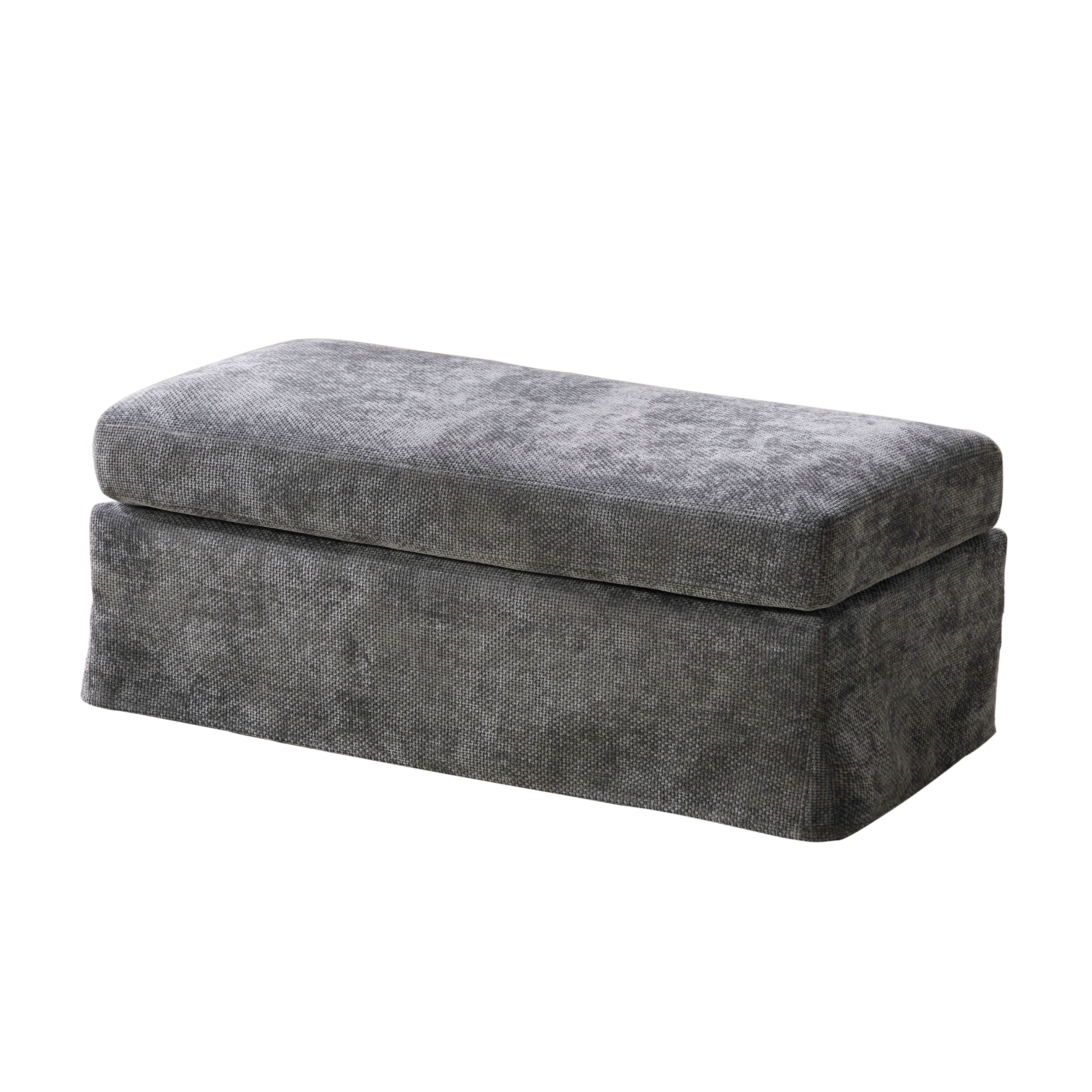 46" Wide Modern Upholstered Chenille Ottoman