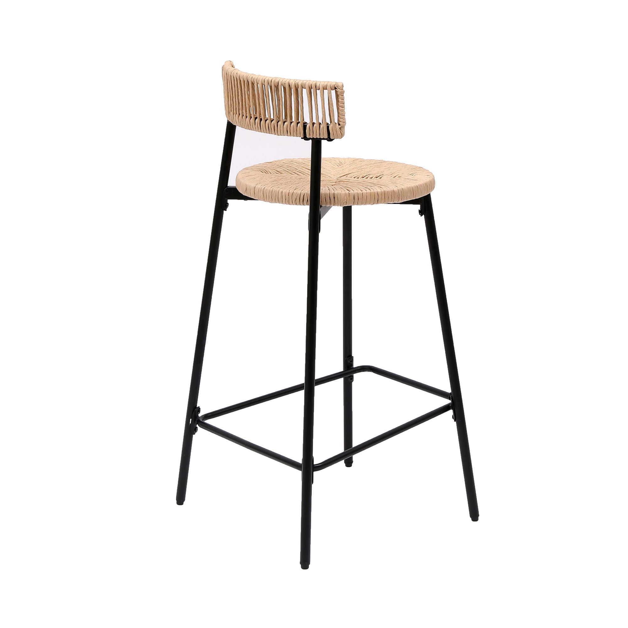 Hand Woven Bar Stools with Back Set of 2