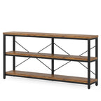 55” Industrial Console Table with Storage Shelves – Rustic