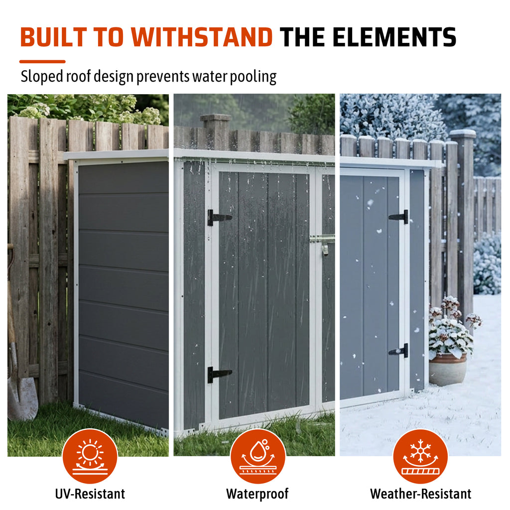 Horizontal Outdoor Storage Shed with Ramp & Hydraulic Lid