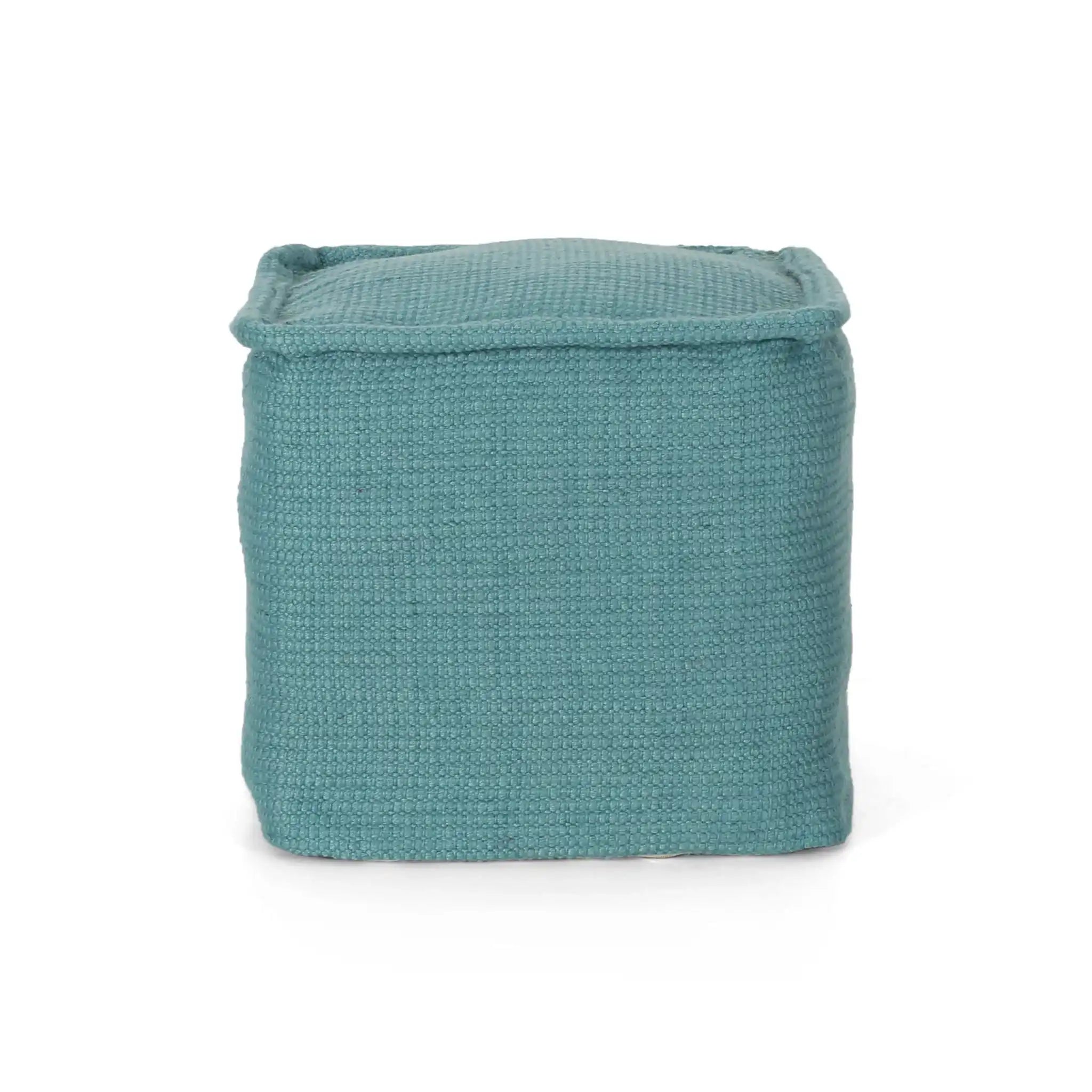 Hansolo Yarn Square Pouf Ottoman Or Floor Cushion - Teal