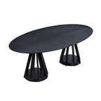 Modern 78.74 Inch Dining Table - Oval MDF Table with Sturdy Pedestal