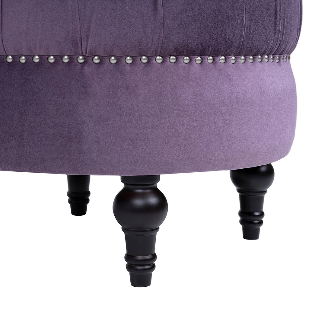 Dawn Tufted Round Ottoman Nailhead Accents