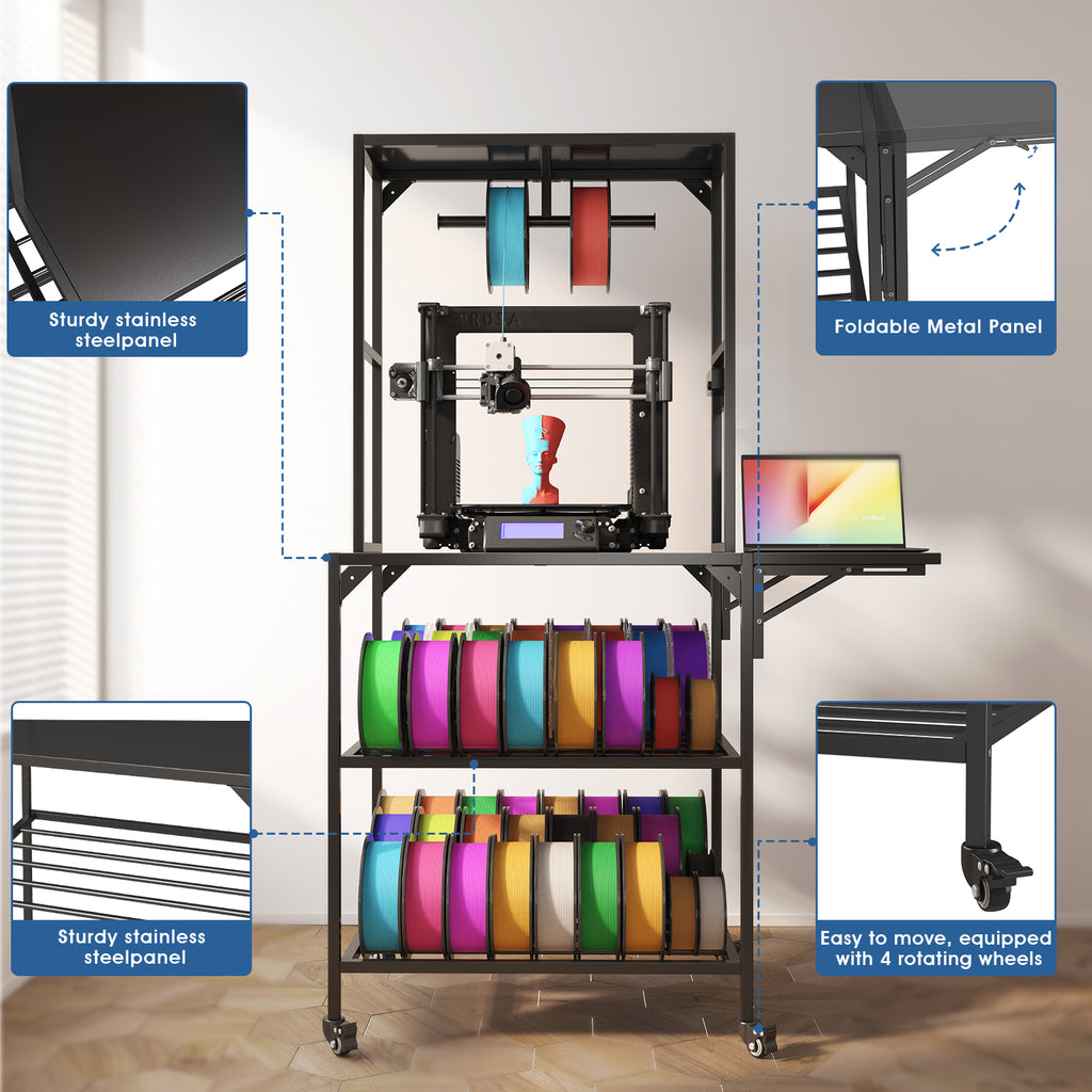 Heavy Duty 3D Printer Stand with Filament Storage Rack