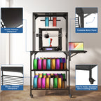 Heavy Duty 3D Printer Stand with Filament Storage Rack