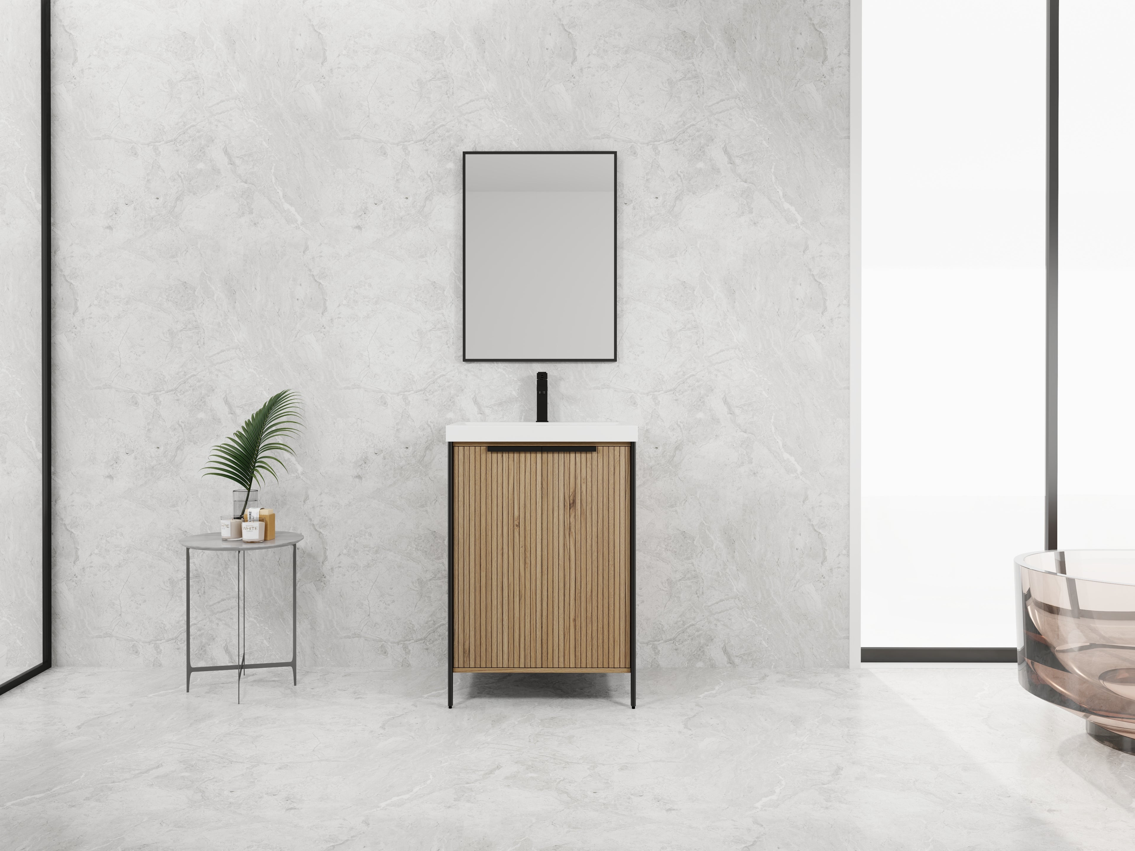 24" Freestanding Bathroom Vanity with Resin Sink