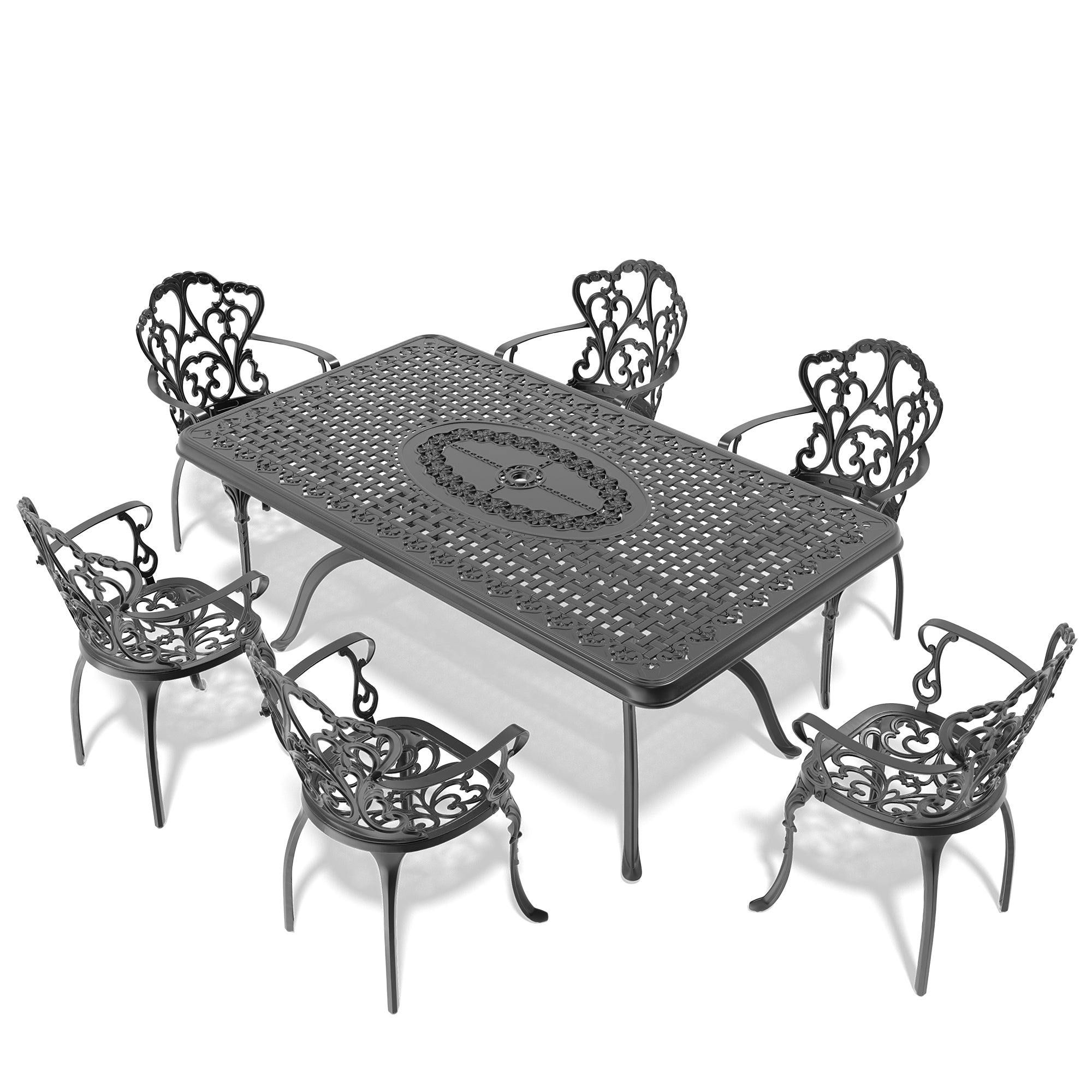 7-Piece Set Of Cast Aluminum Patio Furniture