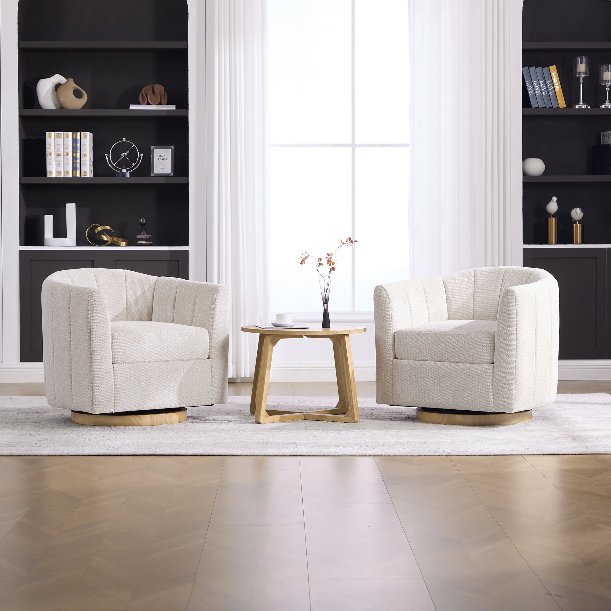 31.1'' Wide Upholstered Chenille Swivel Barrel Chair