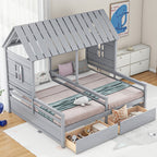Twin Size House Platform Beds with Storage Drawers