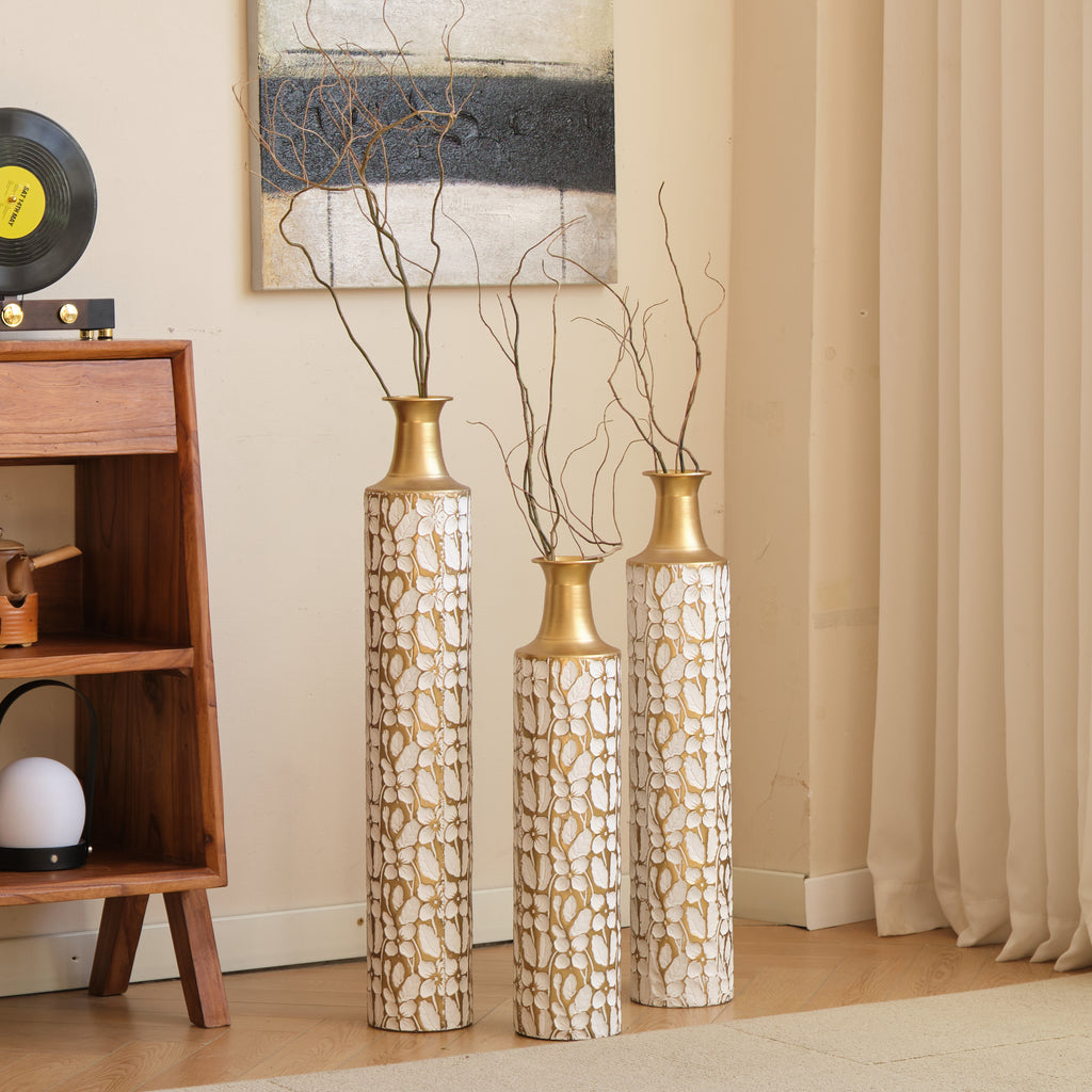 Decorative Metal Vases Set of 3