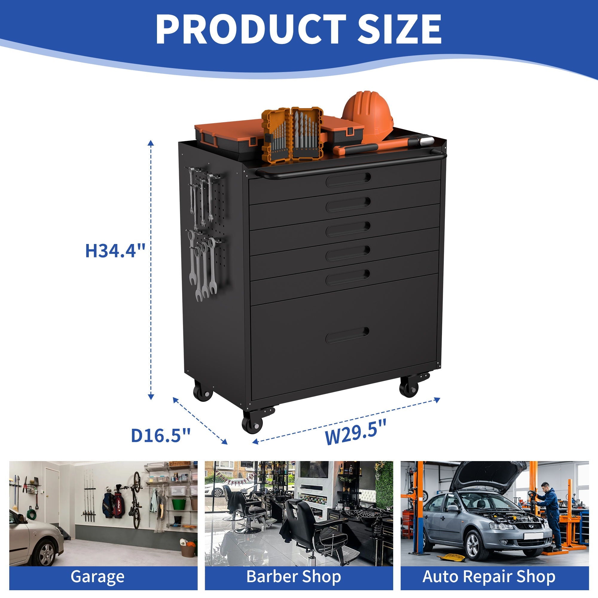 Rolling Tool Cabinet Heavy Duty Garage Storage With Lockable Doors