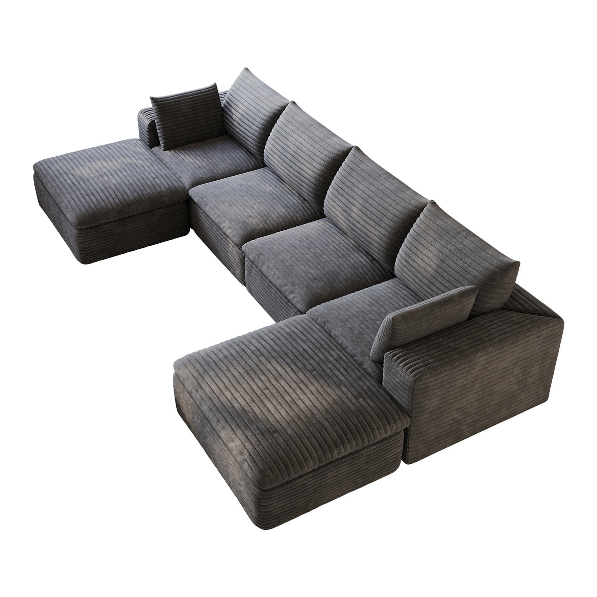 134" Cloud Sofa - Dark Grey Corduroy Fabric