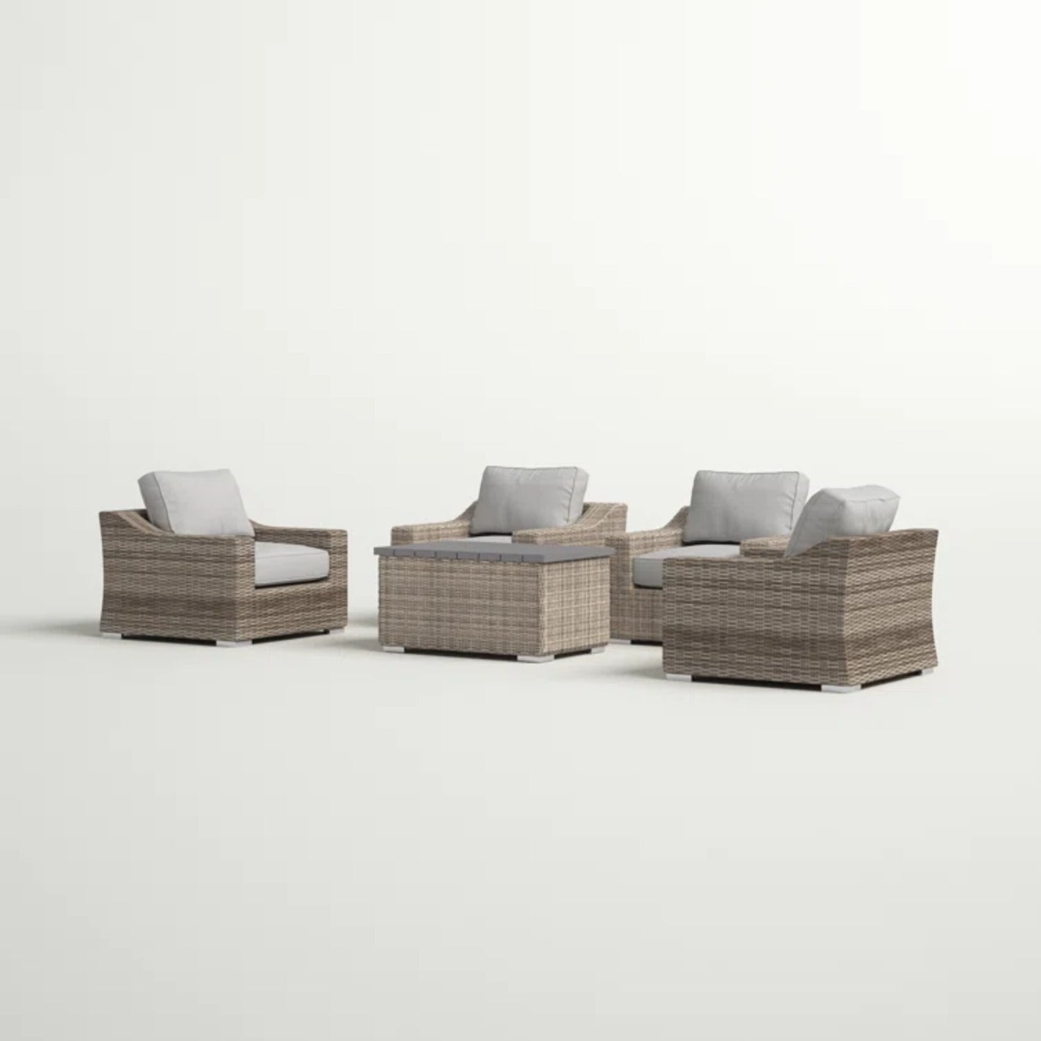 LSI 4 Piece All Weather Wicker Sectional Seating Group with Cushions