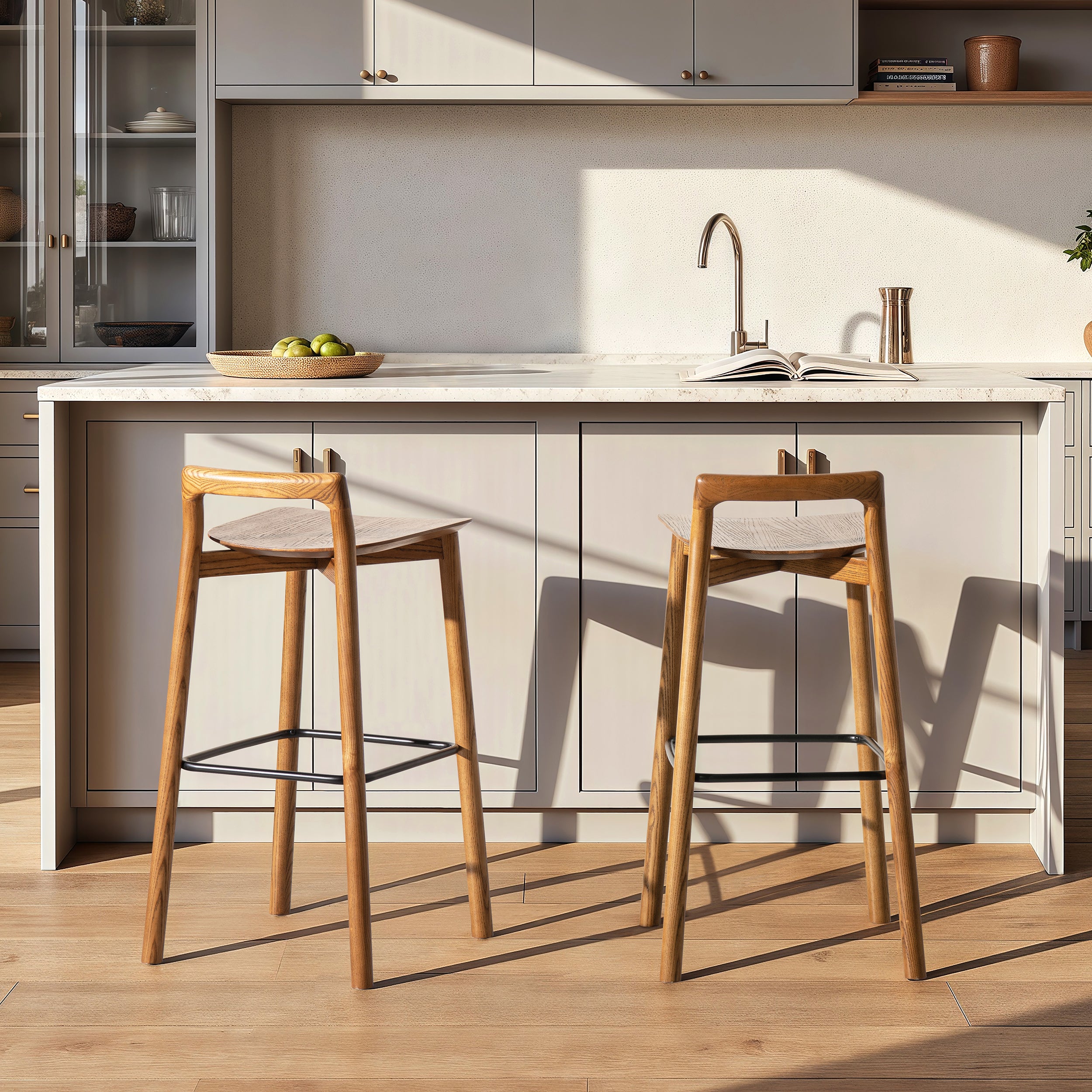Sven 30" Modern Minimalist Low Back Wood Barstool
