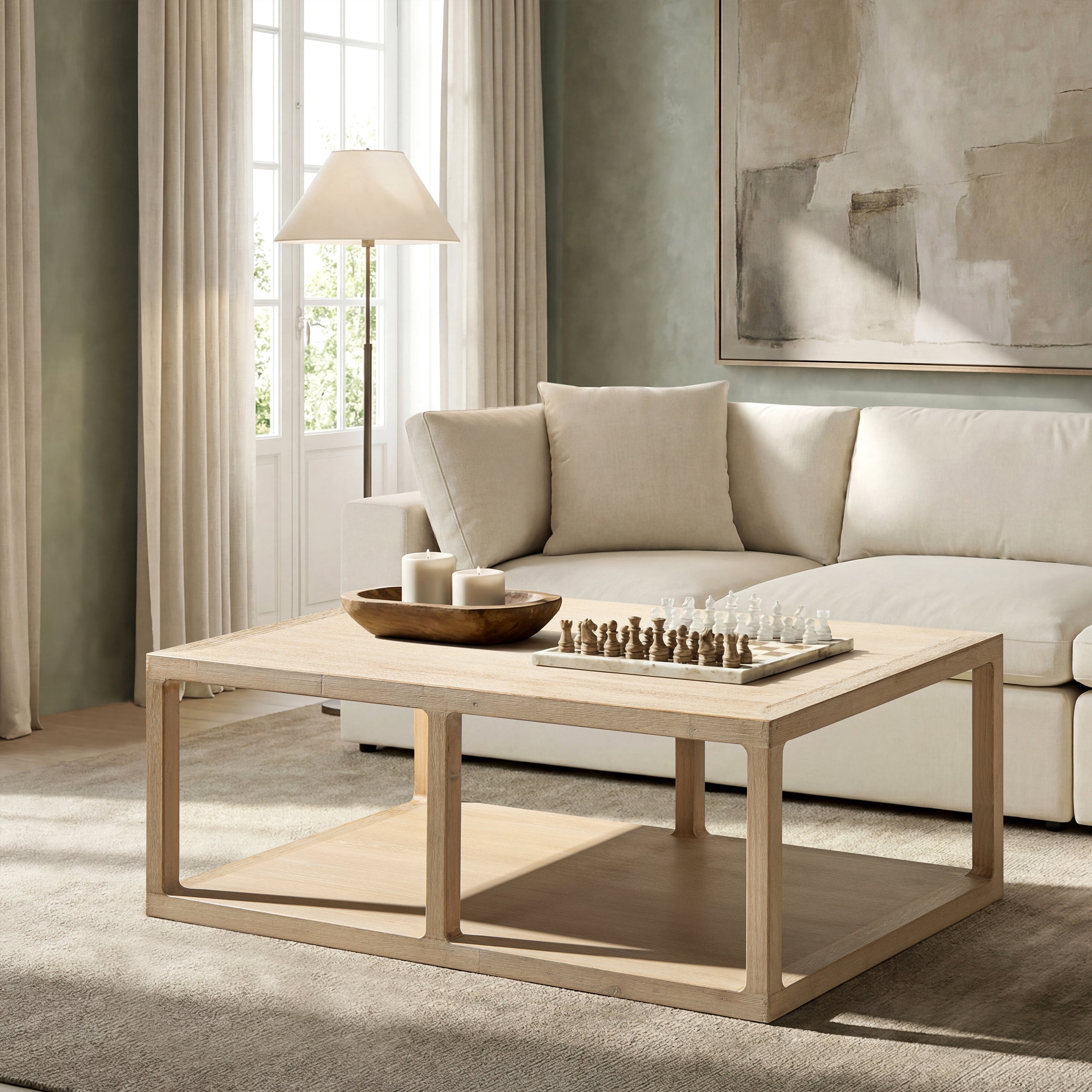 Ellis 48" Reclaimed Wood Open Frame Coffee Table