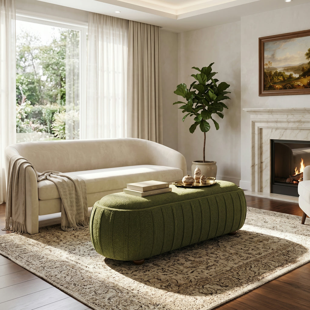 Upholstered Ottoman - Oval Shape