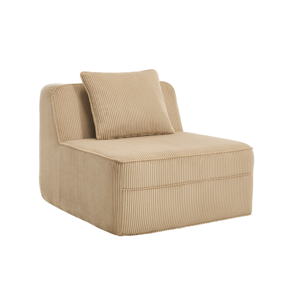 Armless Sofa W/Pillow Corduroy - Camel