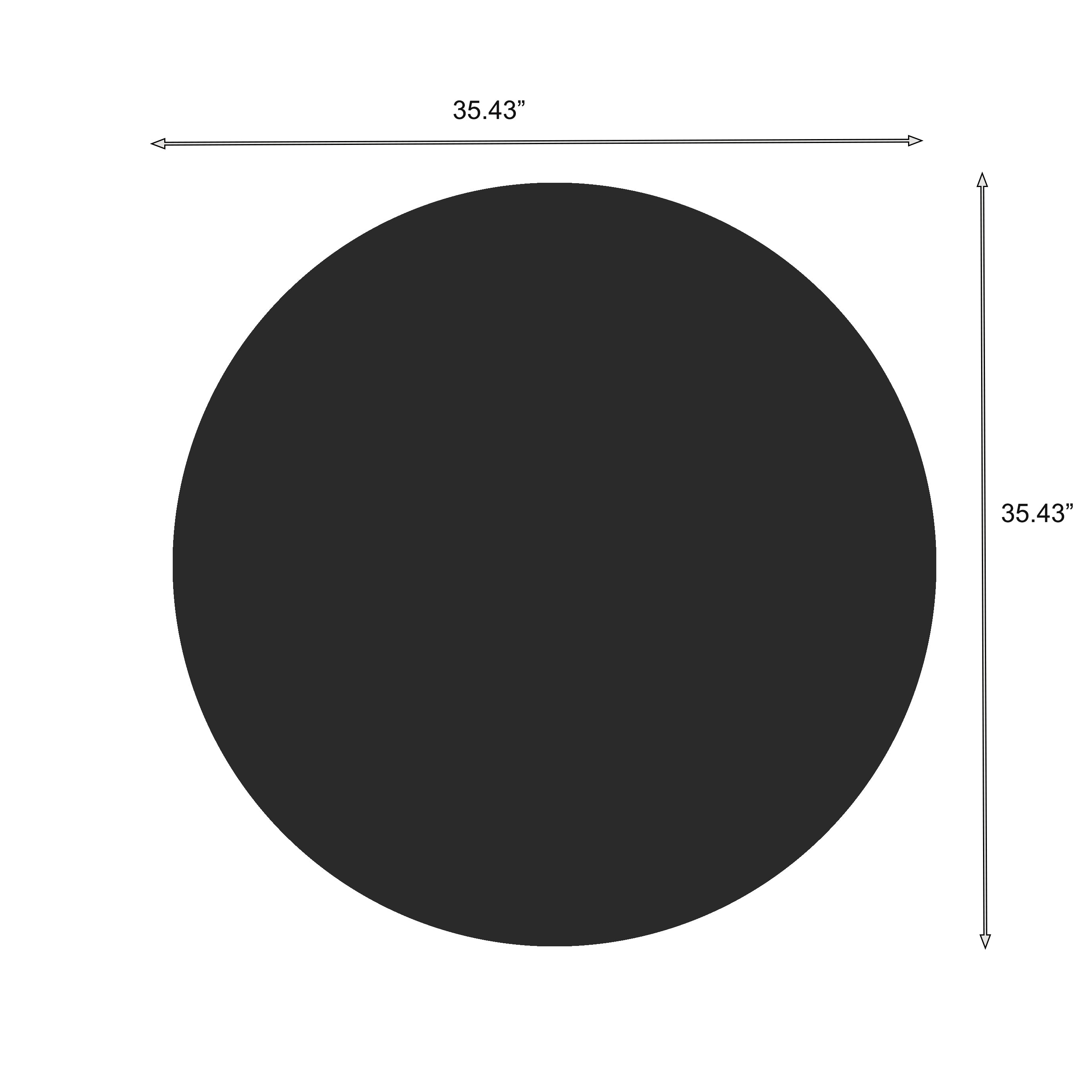Black Painting Tempered Glass Round Table Top - 35.4 Inch