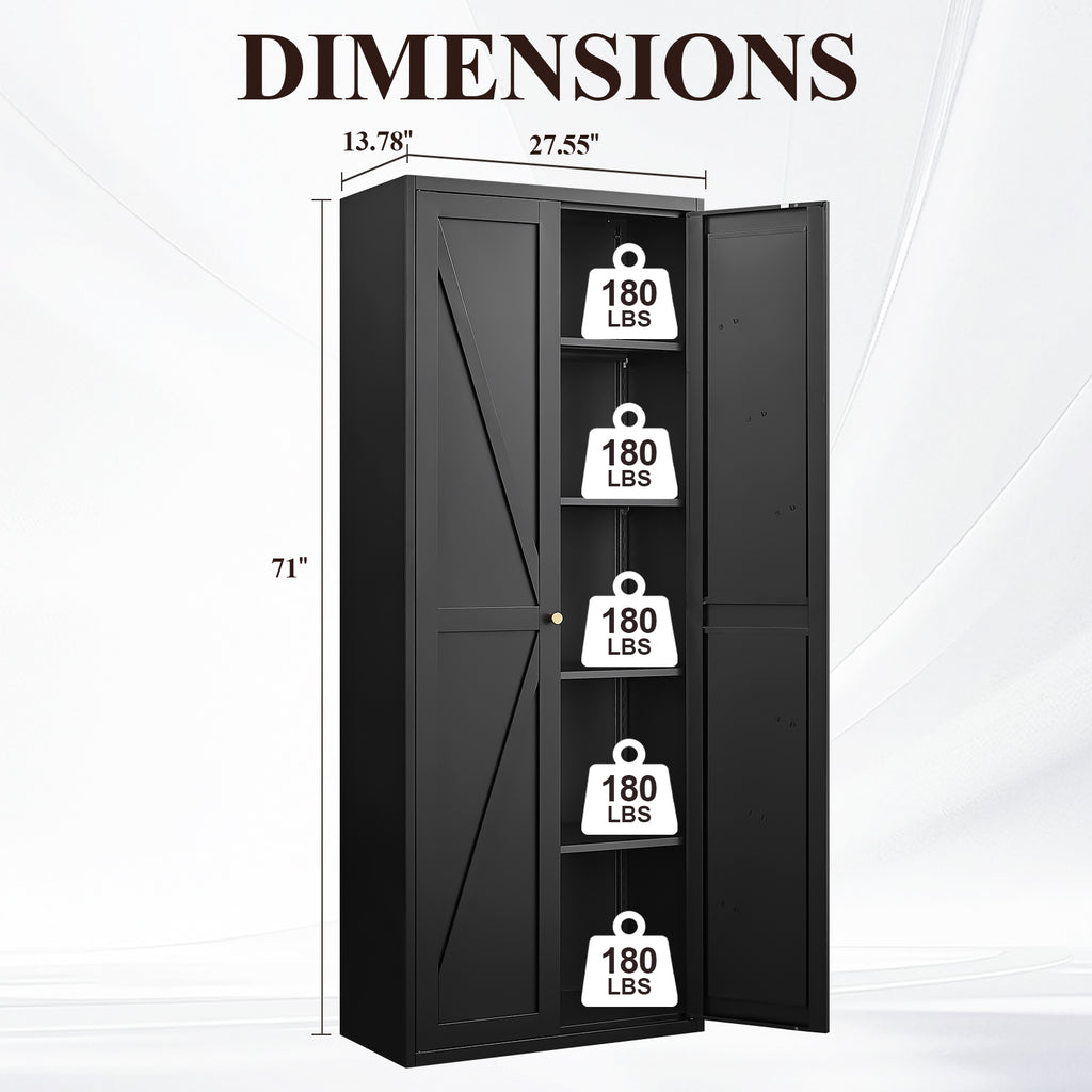 2 Doors Metal Storage Cabinet Kitchen Pantry Cabinet