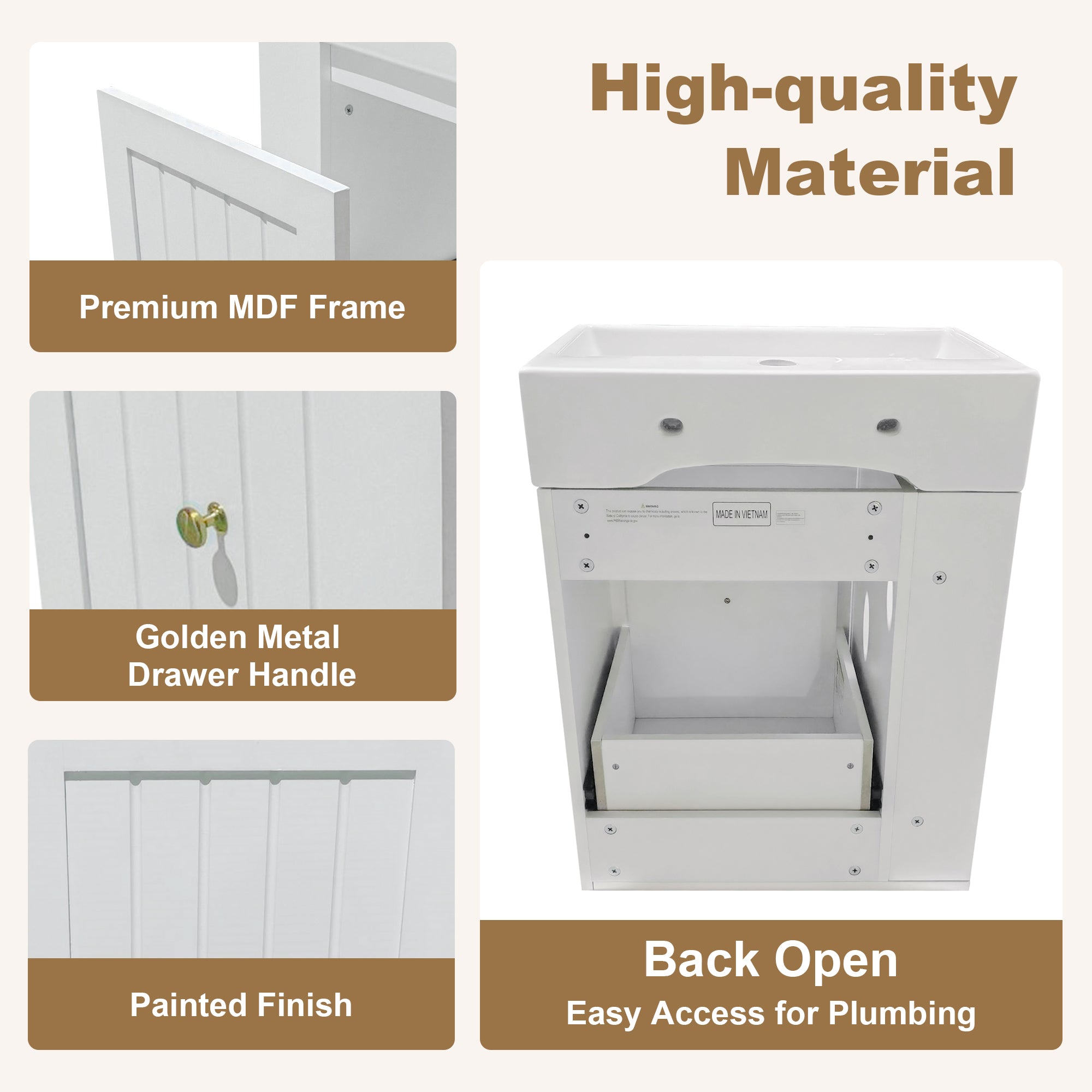 20-Inch Bathroom Vanity with Ceramic Sink