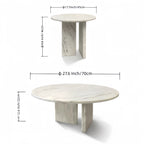 White Semi-Polished Marble Round Nesting Table Set of 2